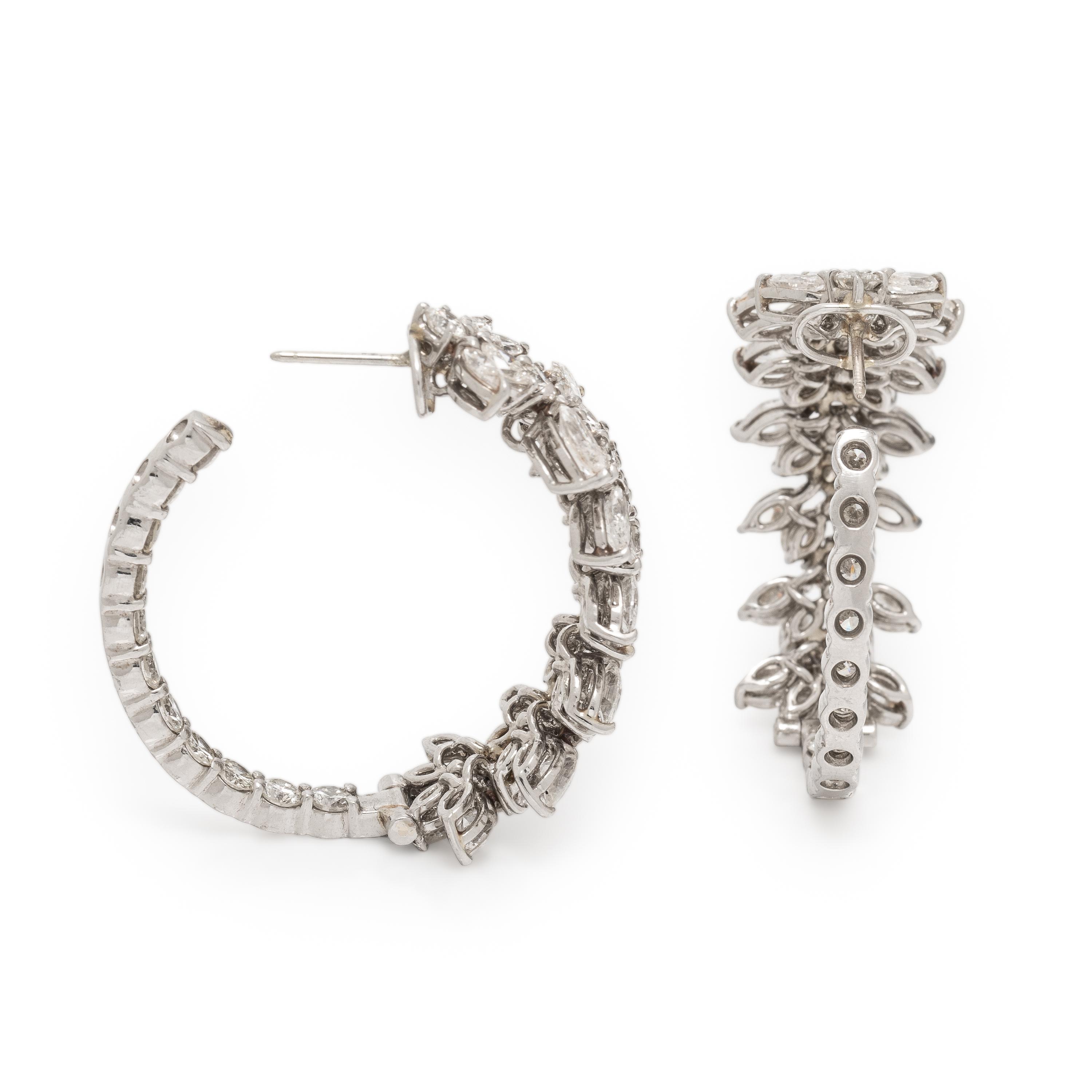 Diamond and White Gold In and Out Hoop Earrings