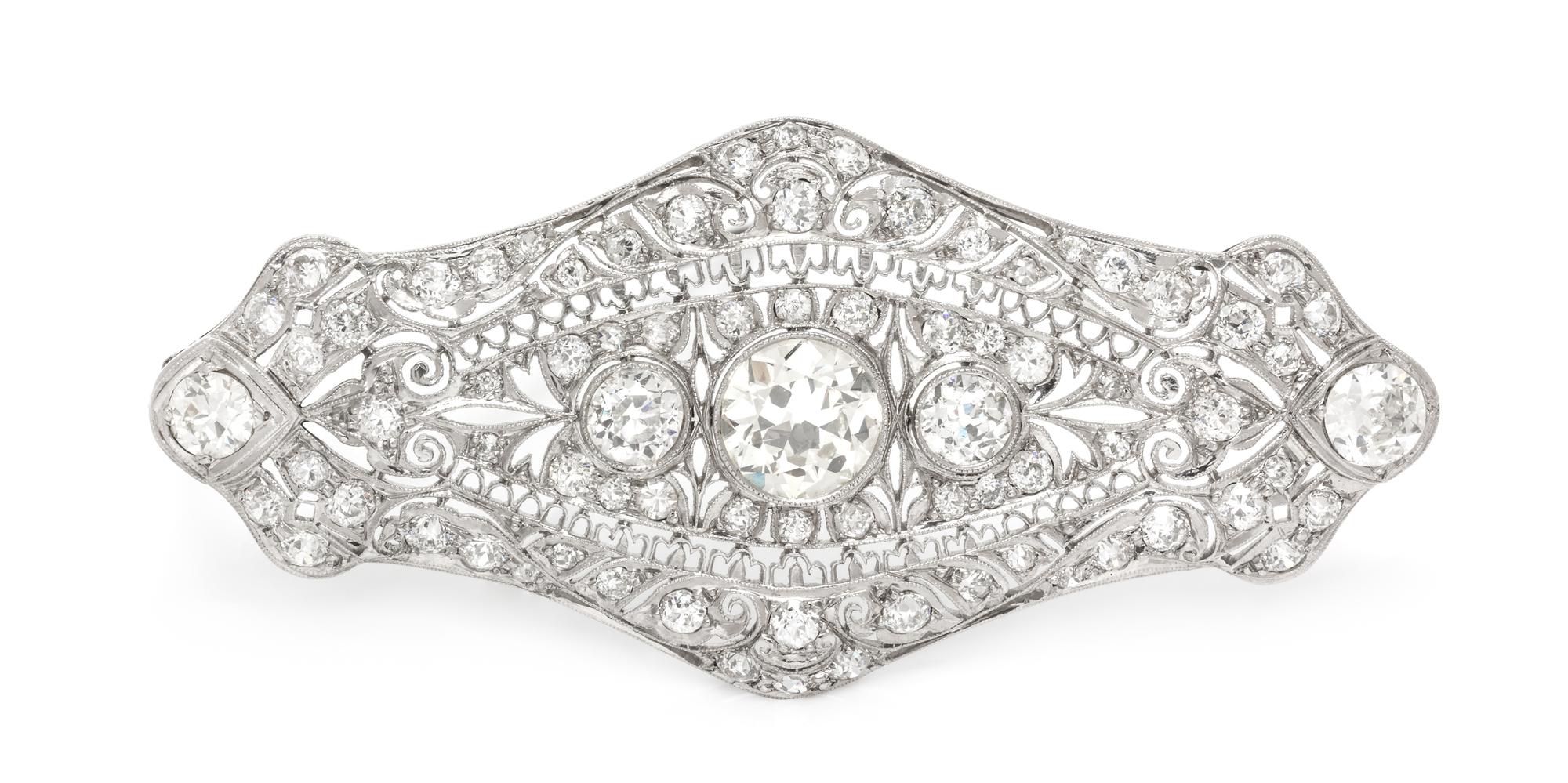 An Art Deco Platinum and Diamond Pendant/Brooch, 11.90 dwts.
