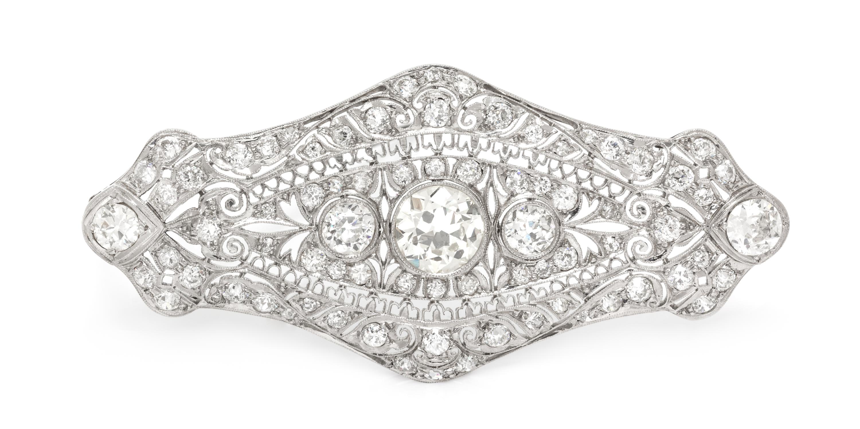 An Art Deco Platinum and Diamond Pendant/Brooch, 11.90 dwts.