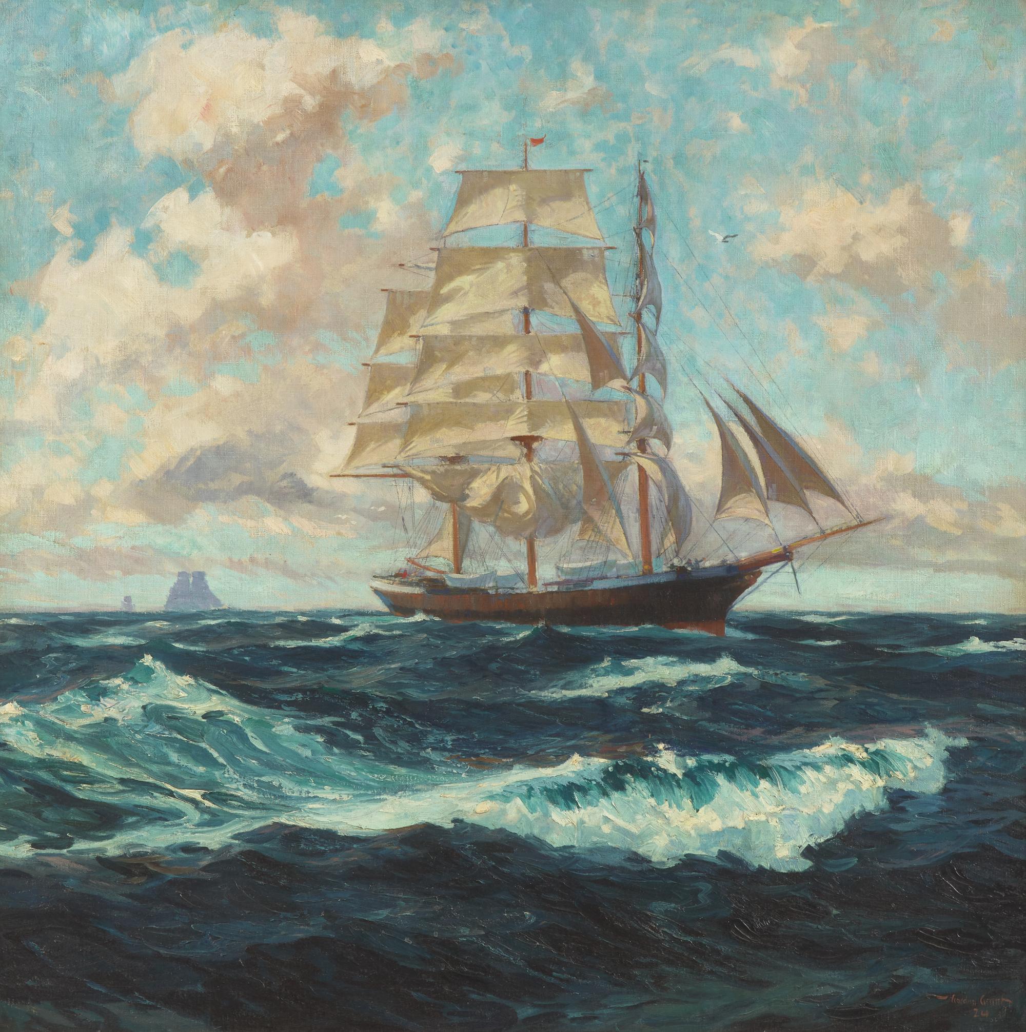 Gordon Hope Grant (American, 1875–1962) — Untitled (Ship on Open Seas) , 1924