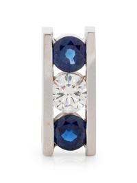 A White Gold, Diamond and Sapphire Slide Pendant,