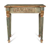An Italian Polychrome Painted and Parcel Gilt Console Table