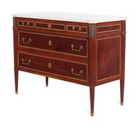 A Directoire Style Bronze Mounted Mahogany Marble-Top Commode