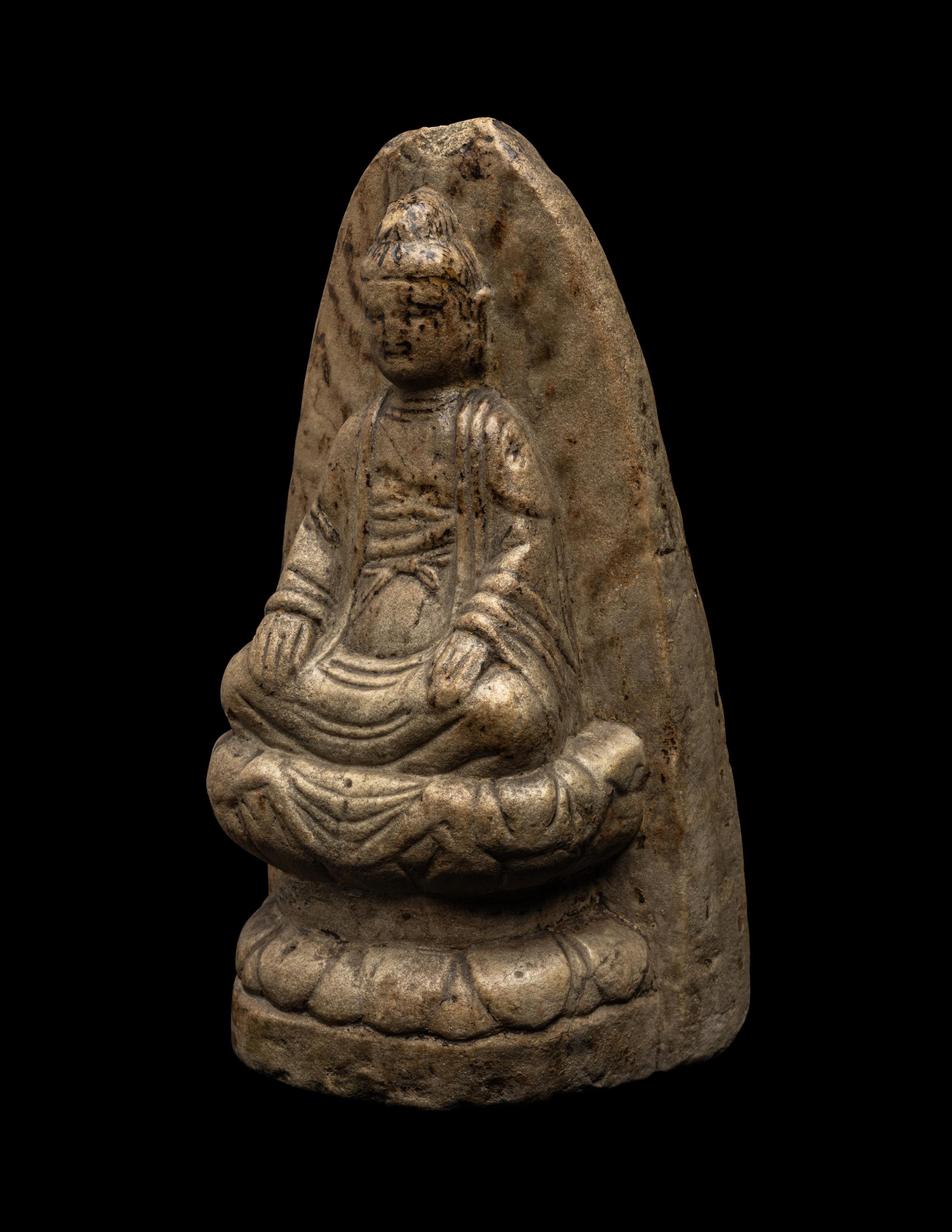 A Chinese Marble Figure of Seated Buddha