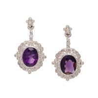 WHITE GOLD, AMETHYST AND DIAMOND EARRINGS