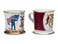 Two Military Related Porcelain Shaving Mugs, One Belonging to William Verbeck