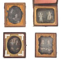 [EARLY PHOTOGRAPHY]. 28 sixth plate daguerreotypes featuring pairs of female subjects.
