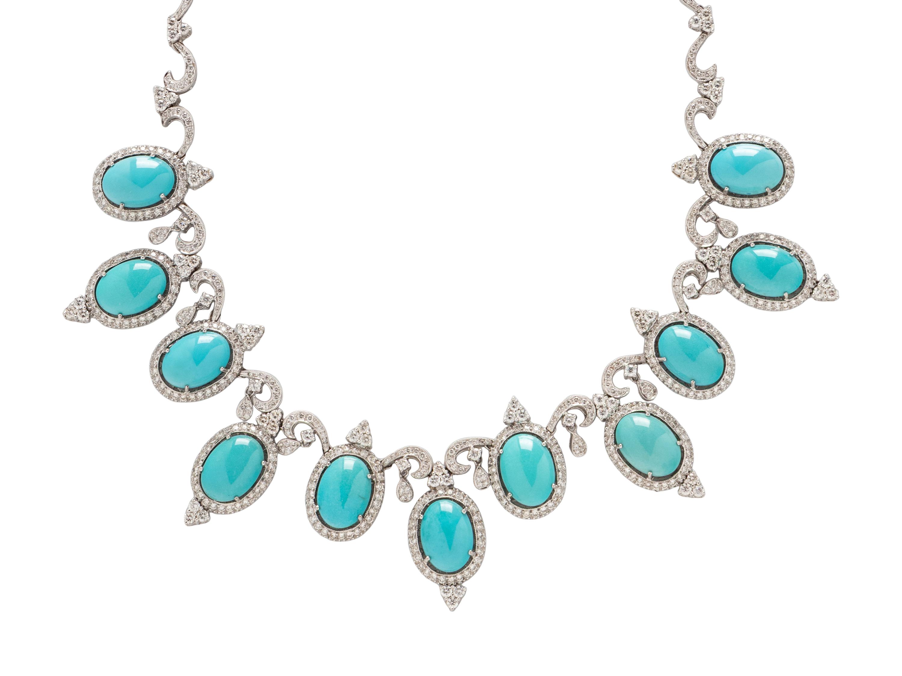 TURQUOISE, DIAMOND, AND WHITE GOLD NECKLACE