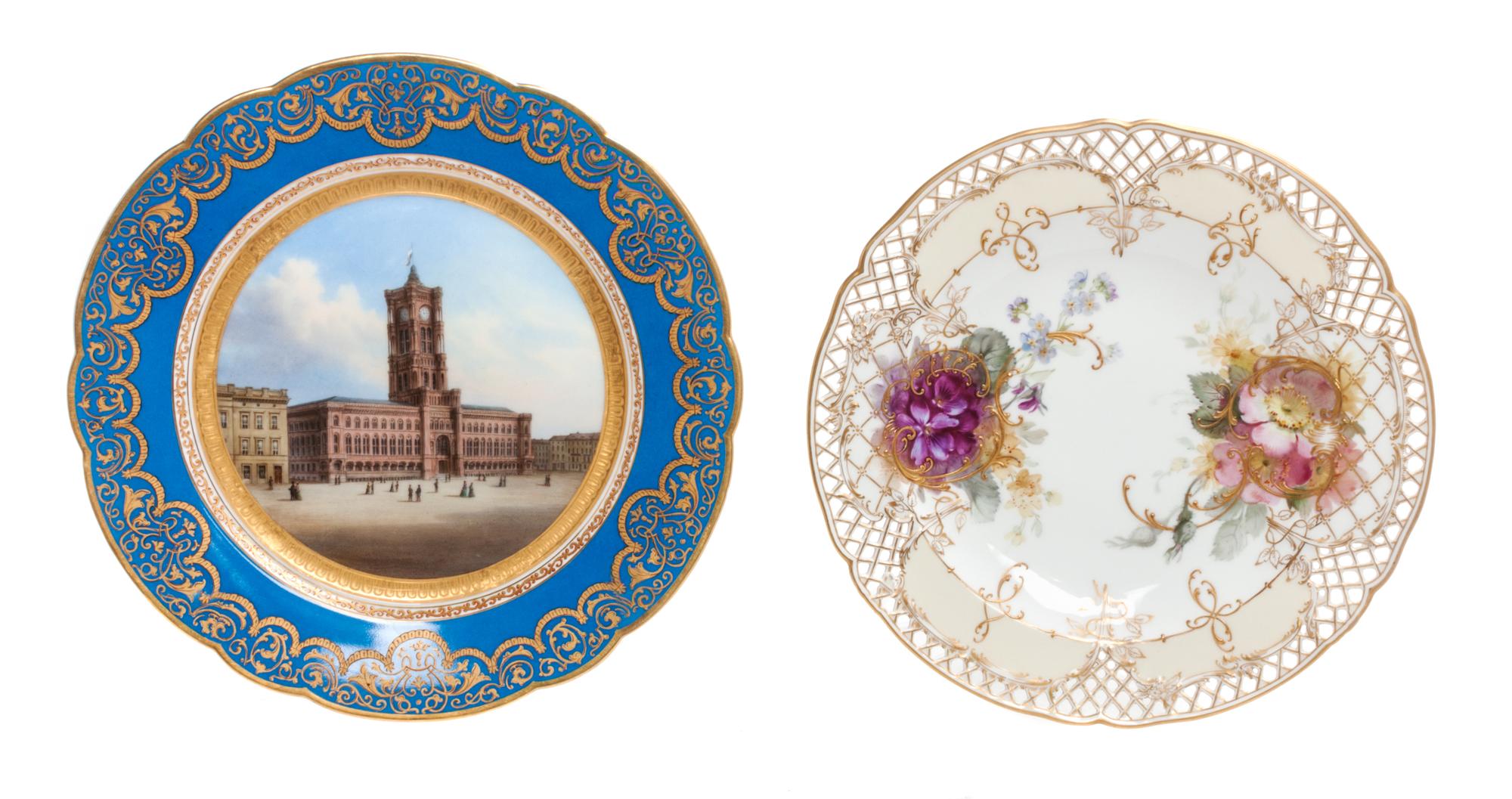 Two Berlin (K.P.M.) Porcelain Cabinet Plates Diameter of first 9 3/4 inches.