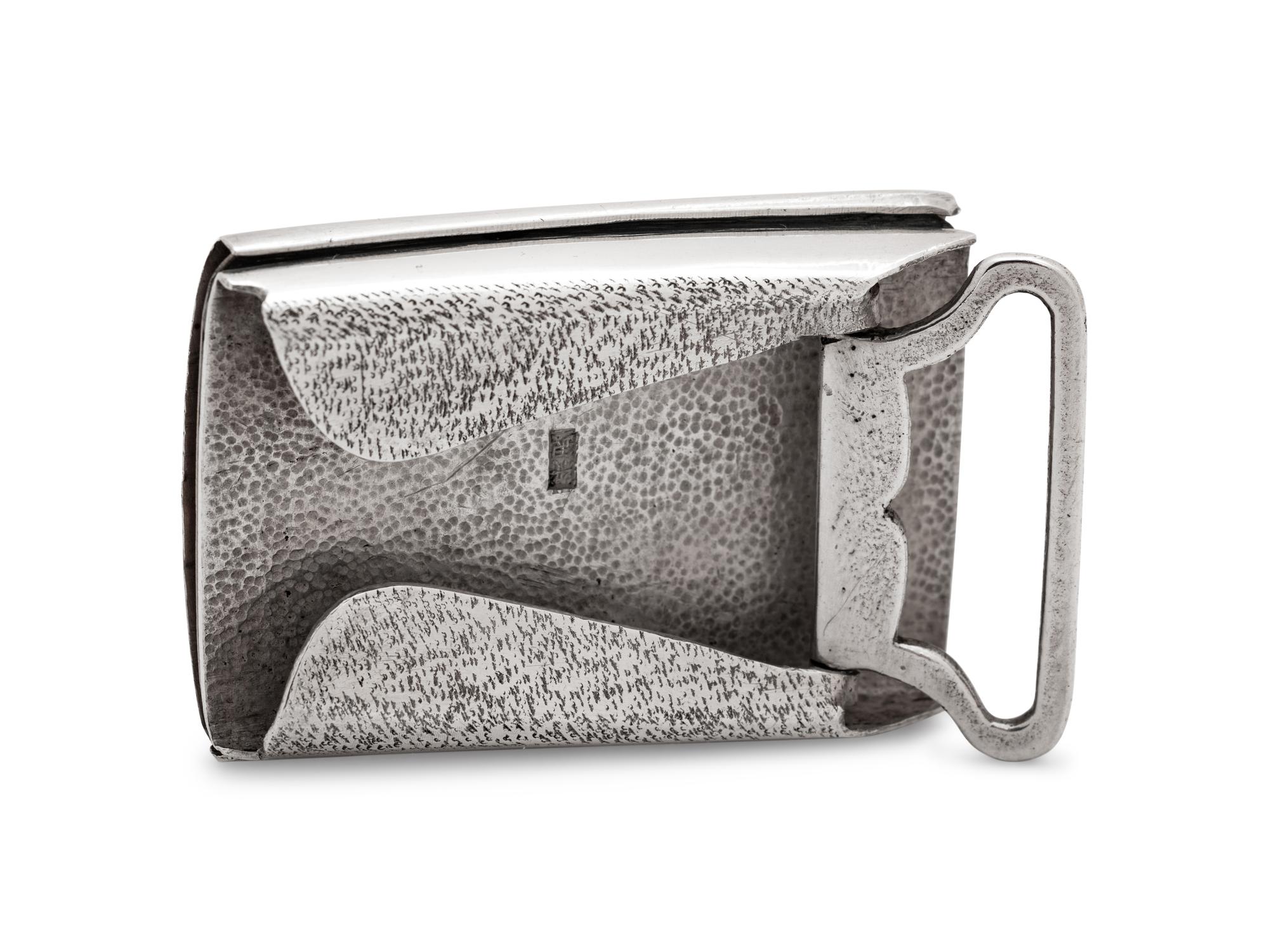 A Japanese Silver Rectangular Belt Buckle