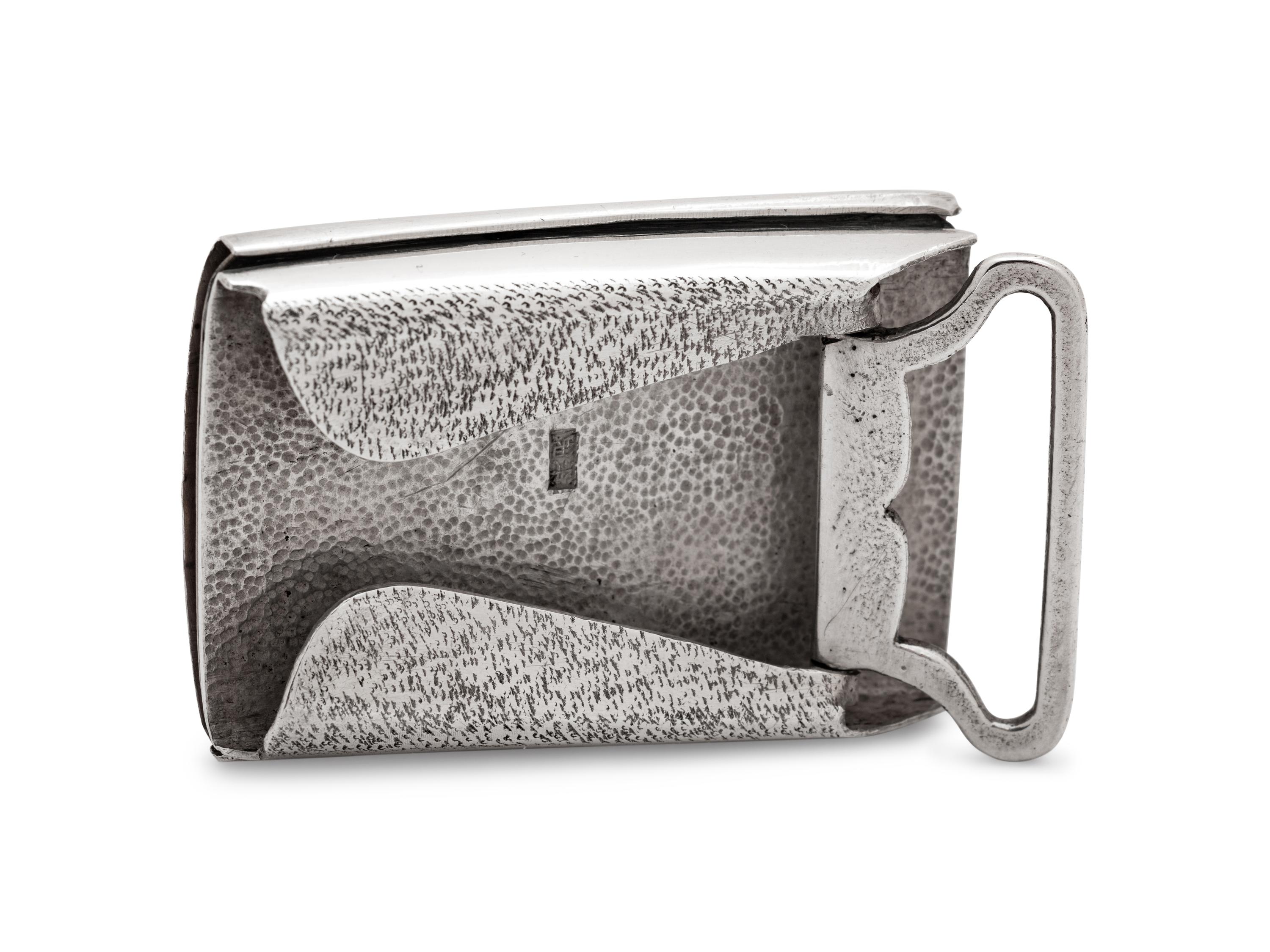 A Japanese Silver Rectangular Belt Buckle