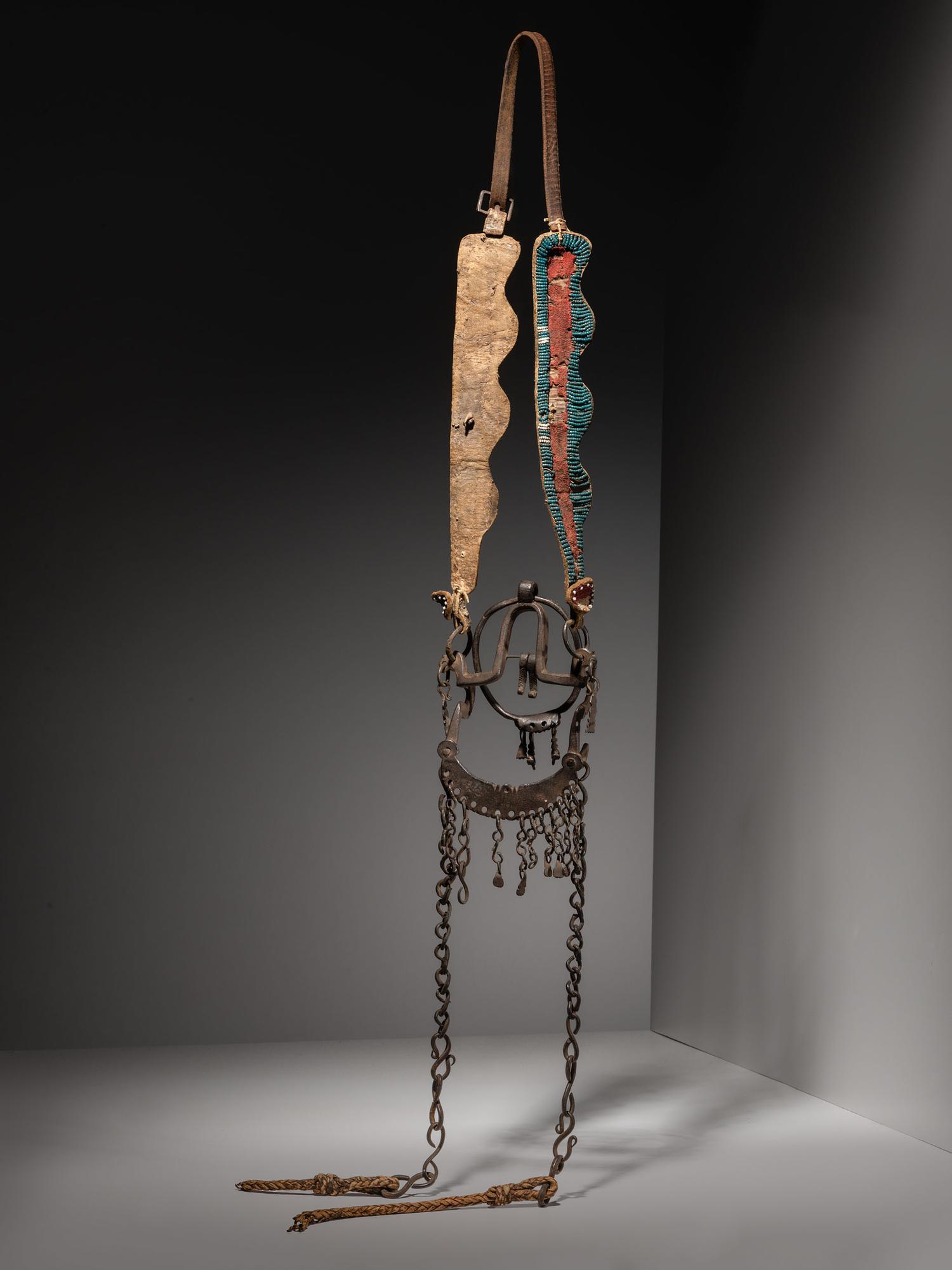 Sioux Beaded Buffalo Hide Headstall, with Ring Bit