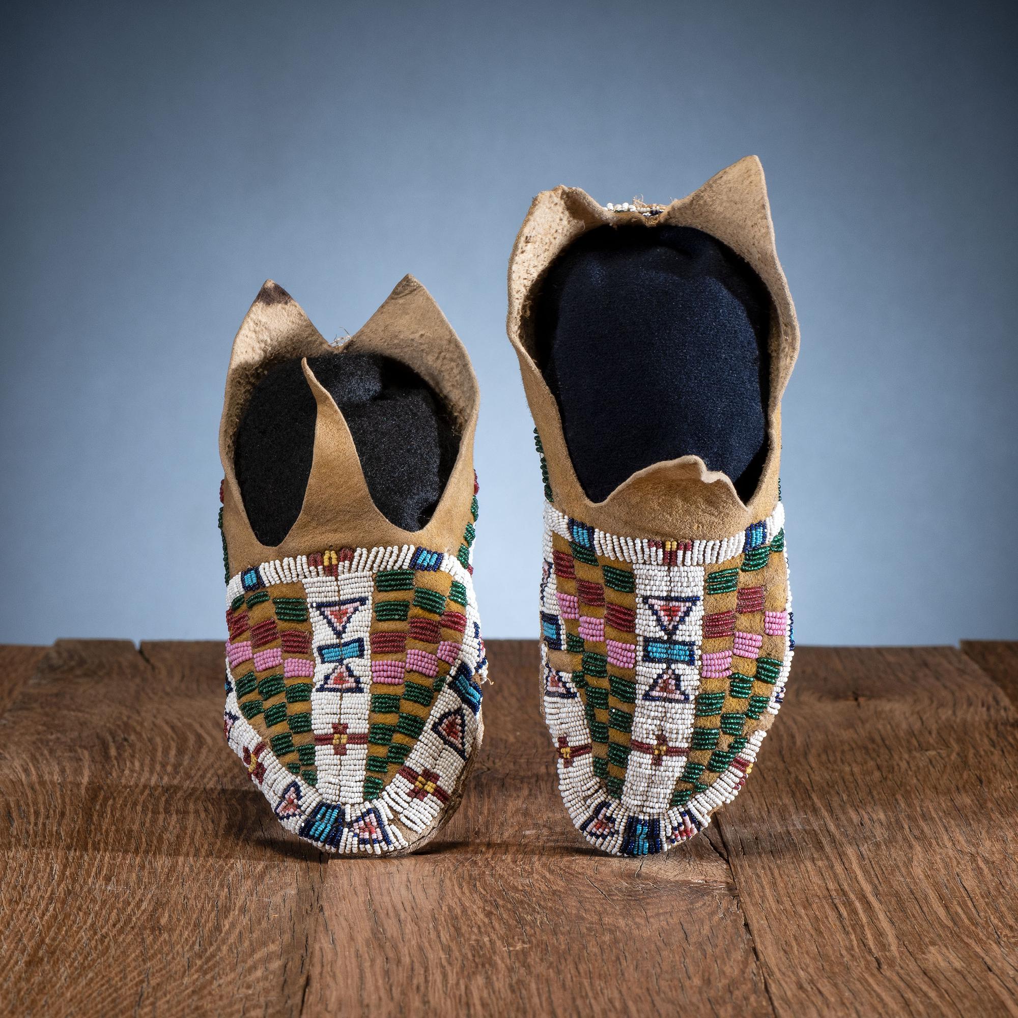Cheyenne Child's Beaded Hide Moccasins