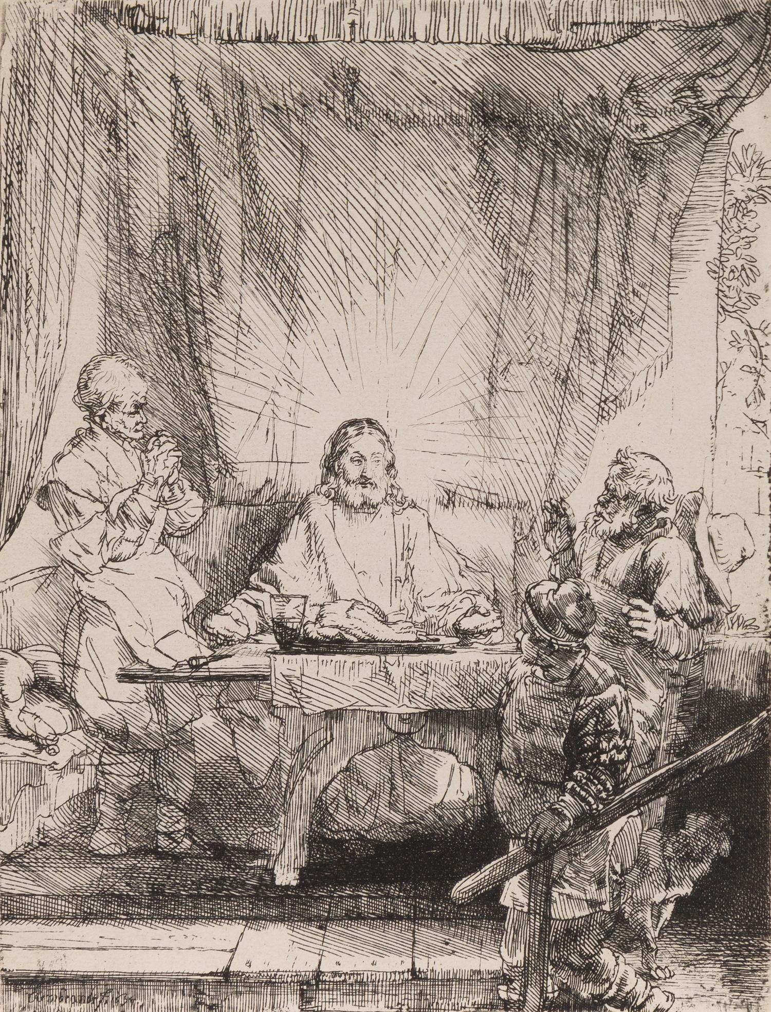 Rembrandt van Rijn, (Dutch, 1606–1669), Christ at Emmaus: The Larger Plate, 1654