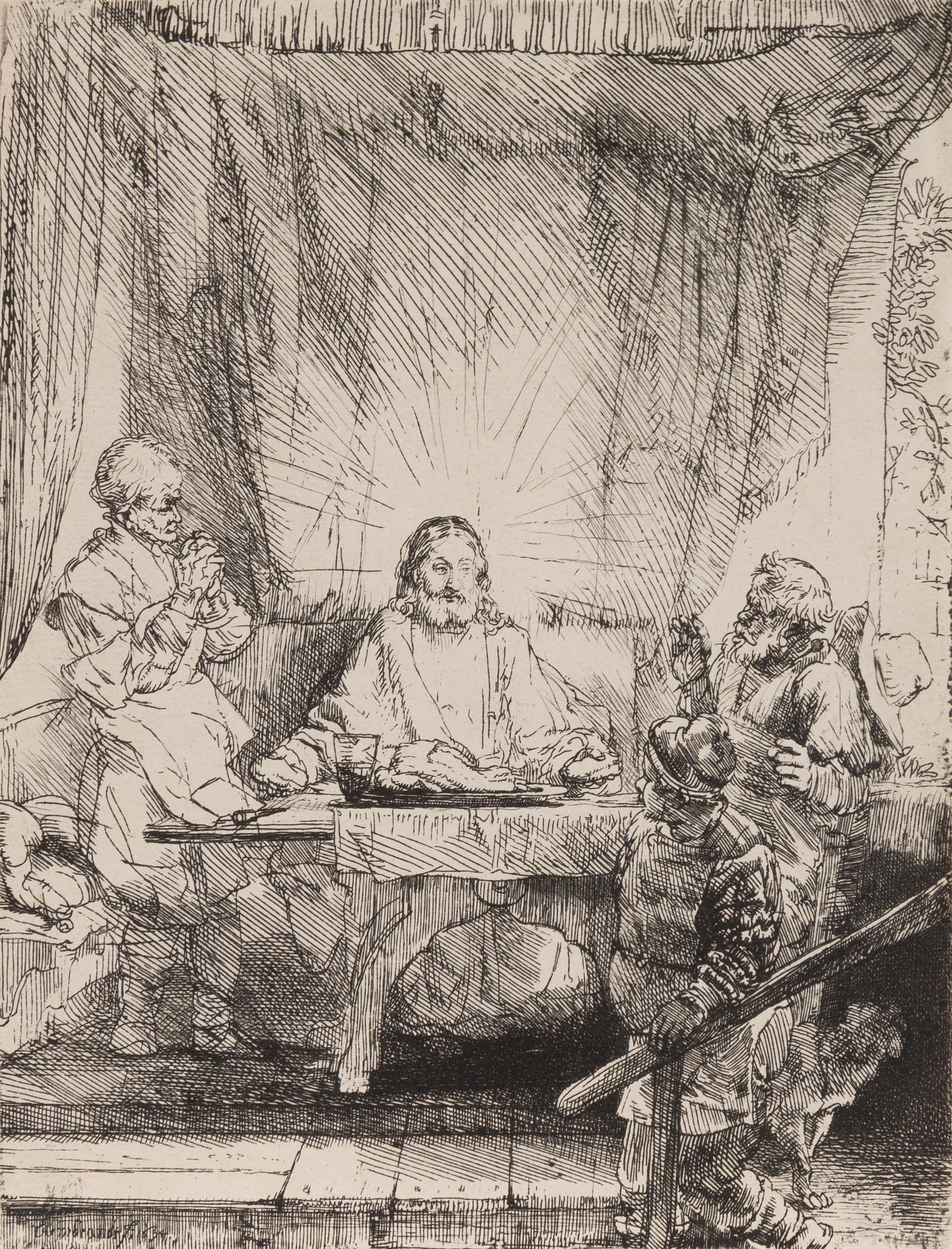 Rembrandt van Rijn, (Dutch, 1606–1669), Christ at Emmaus: The Larger Plate, 1654