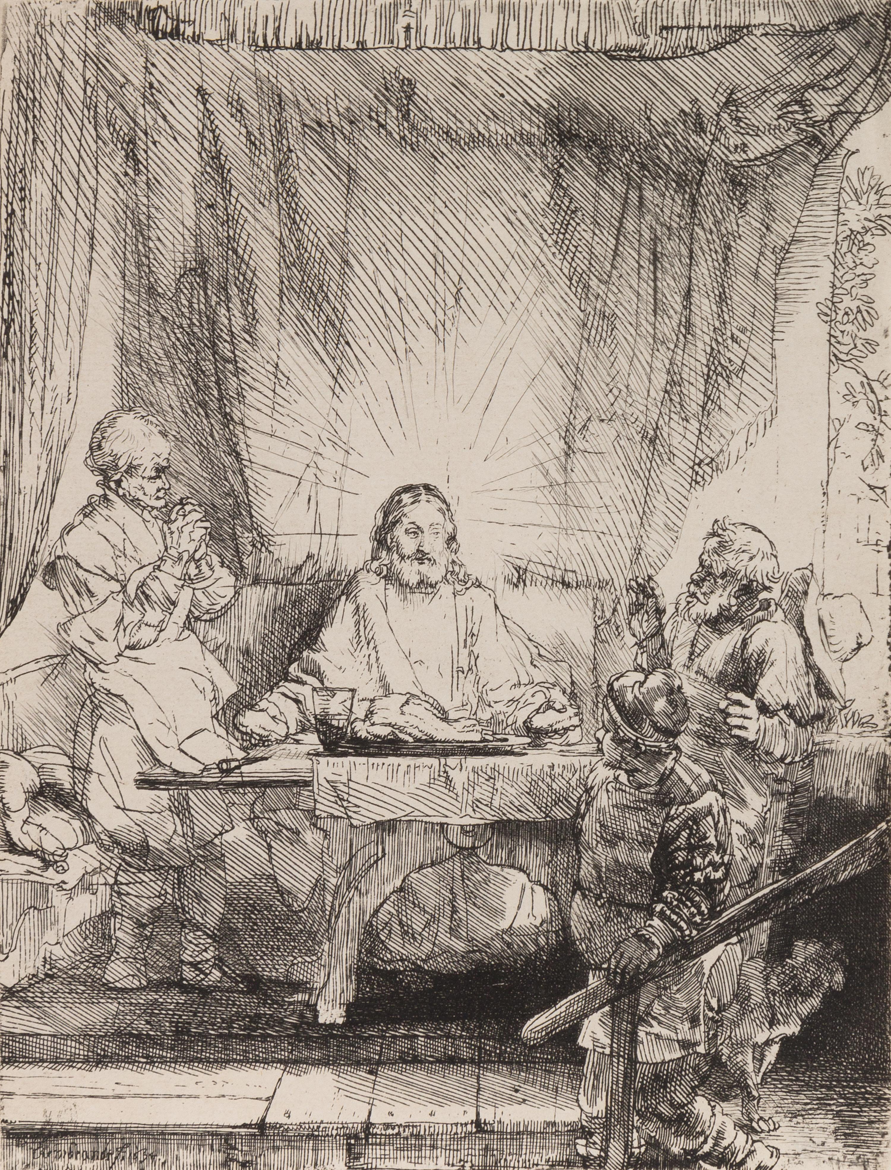 Rembrandt van Rijn, (Dutch, 1606–1669), Christ at Emmaus: The Larger Plate, 1654