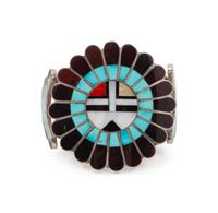 Zuni Mosaic Inlay Sunface Cuff Bracelet AND Bolo
