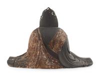 A Japanese Gilt and Painted Wood Figure of a Seated Priest