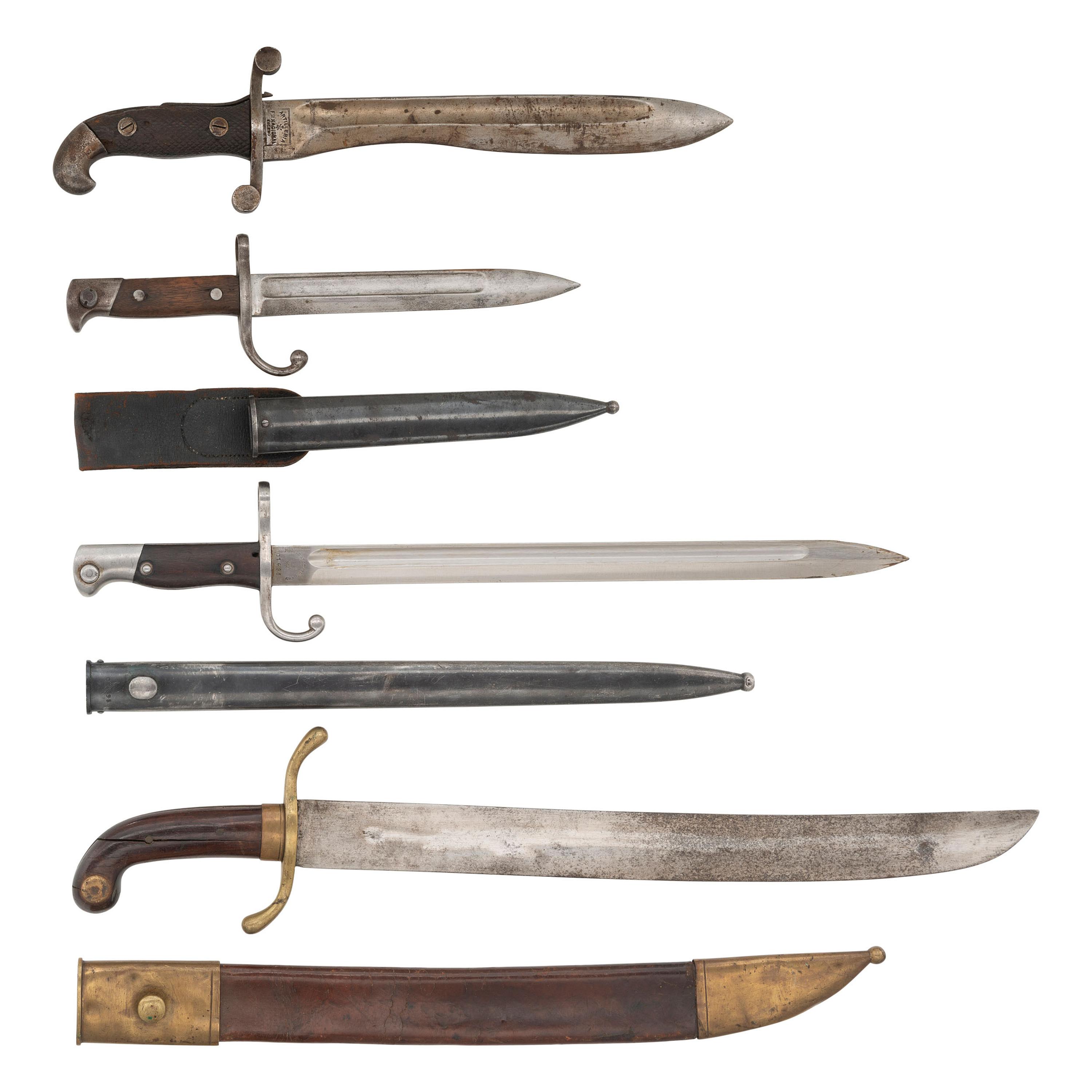 Lot of Four South American and Spanish Bayonets and Machetes