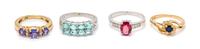 A Collection of Gold, Diamond and Gemstone Rings, 9.10 dwts.