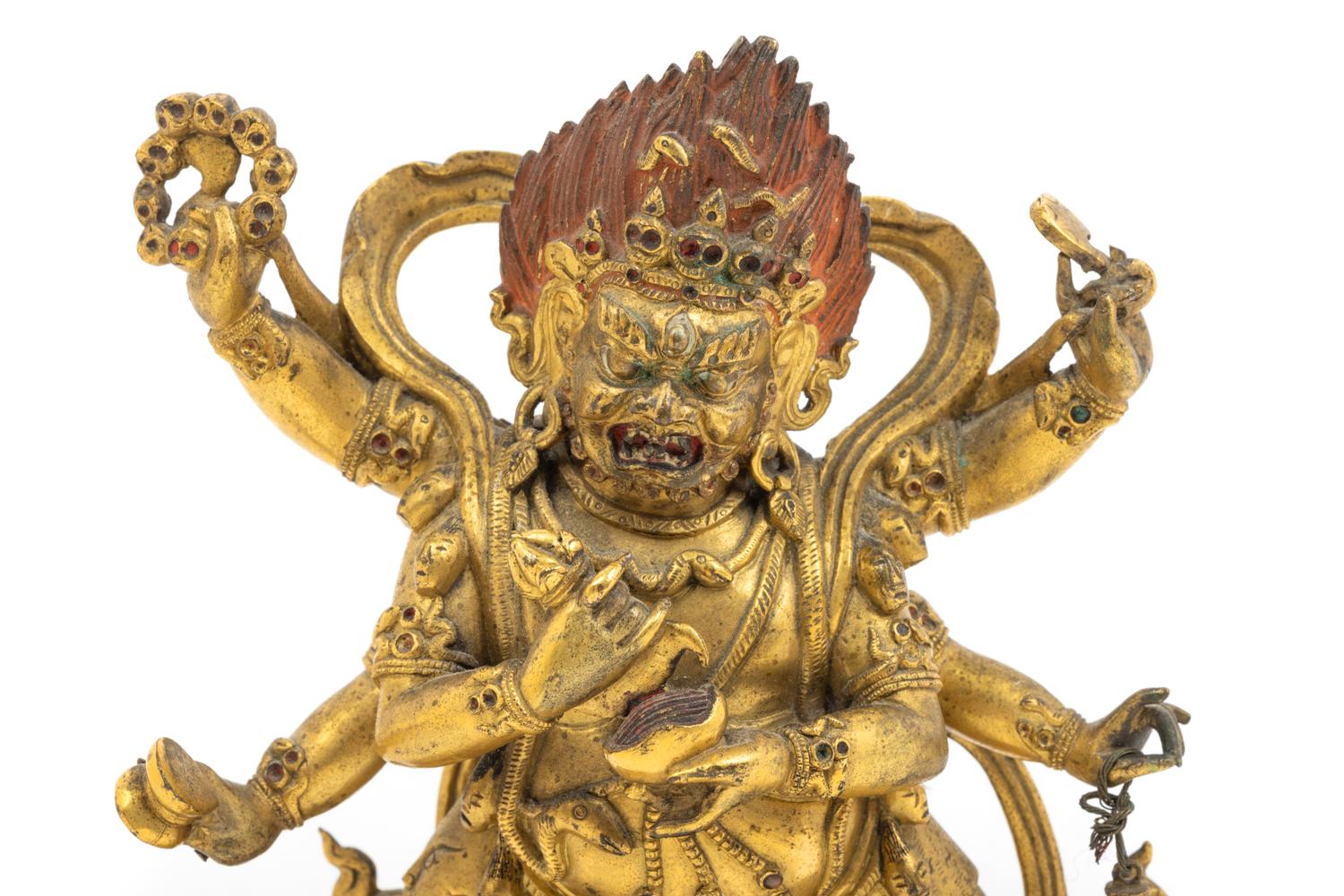 A Sino-Tibetan Gilt Bronze Figure of Mahakala