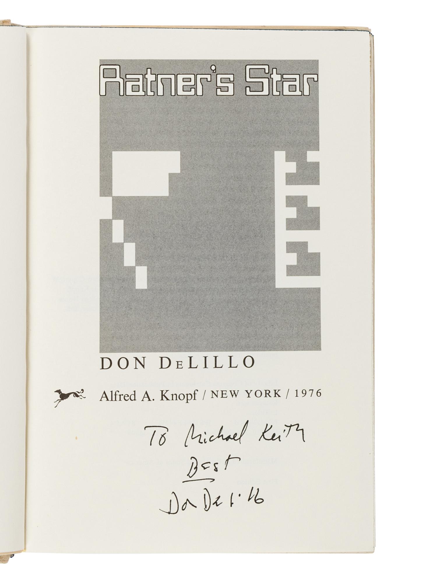 DeLILLO, Don (b. 1936). A group of 9 works by DeLillo, MOST FIRST EDITIONS, MOST SIGNED, comprising: