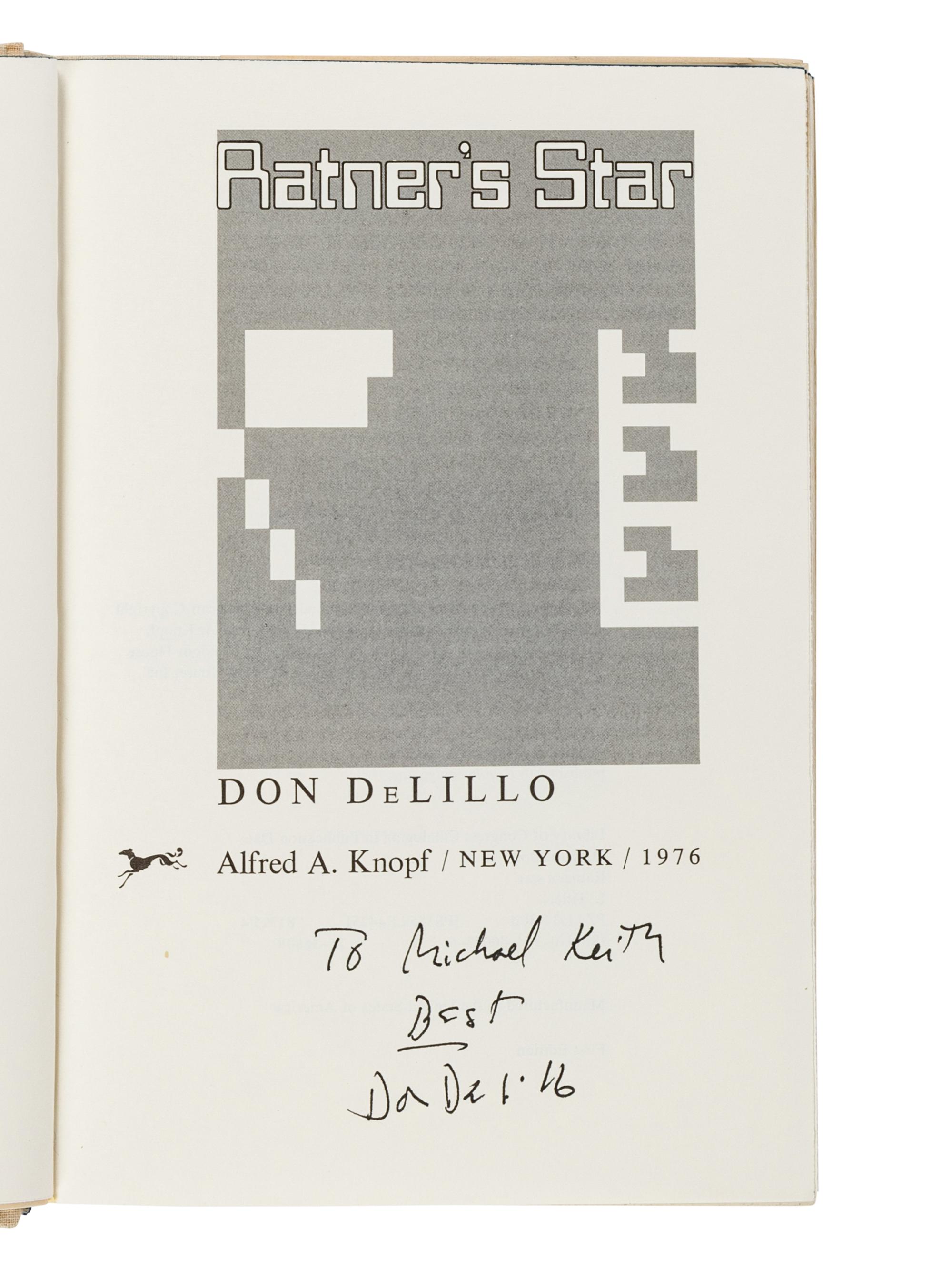 DeLILLO, Don (b. 1936). A group of 9 works by DeLillo, MOST FIRST EDITIONS, MOST SIGNED, comprising: