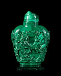 A Carved Malachite Snuff Bottle