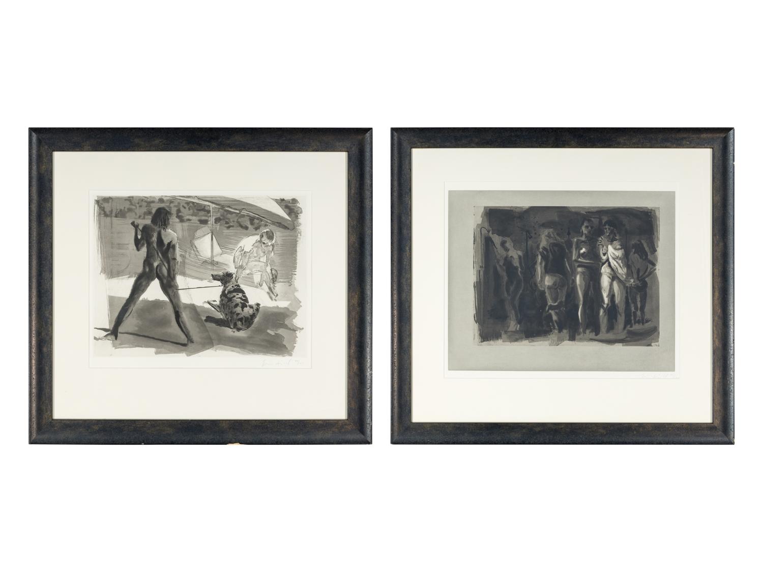 A pair of prints (Beach; Shower)