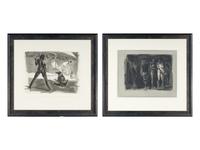 A pair of prints (Beach; Shower)