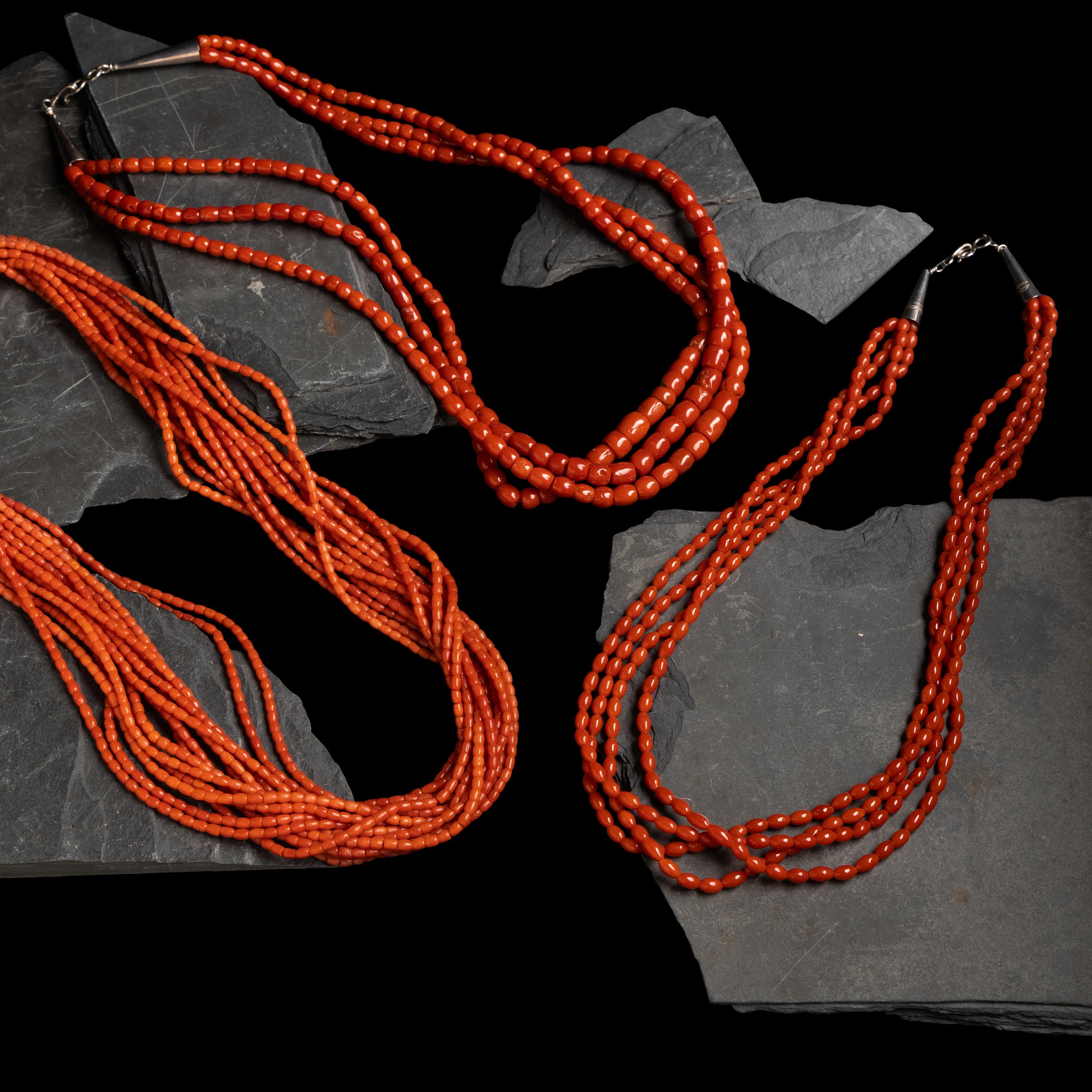 Southwestern-style Multi-strand Coral Necklaces