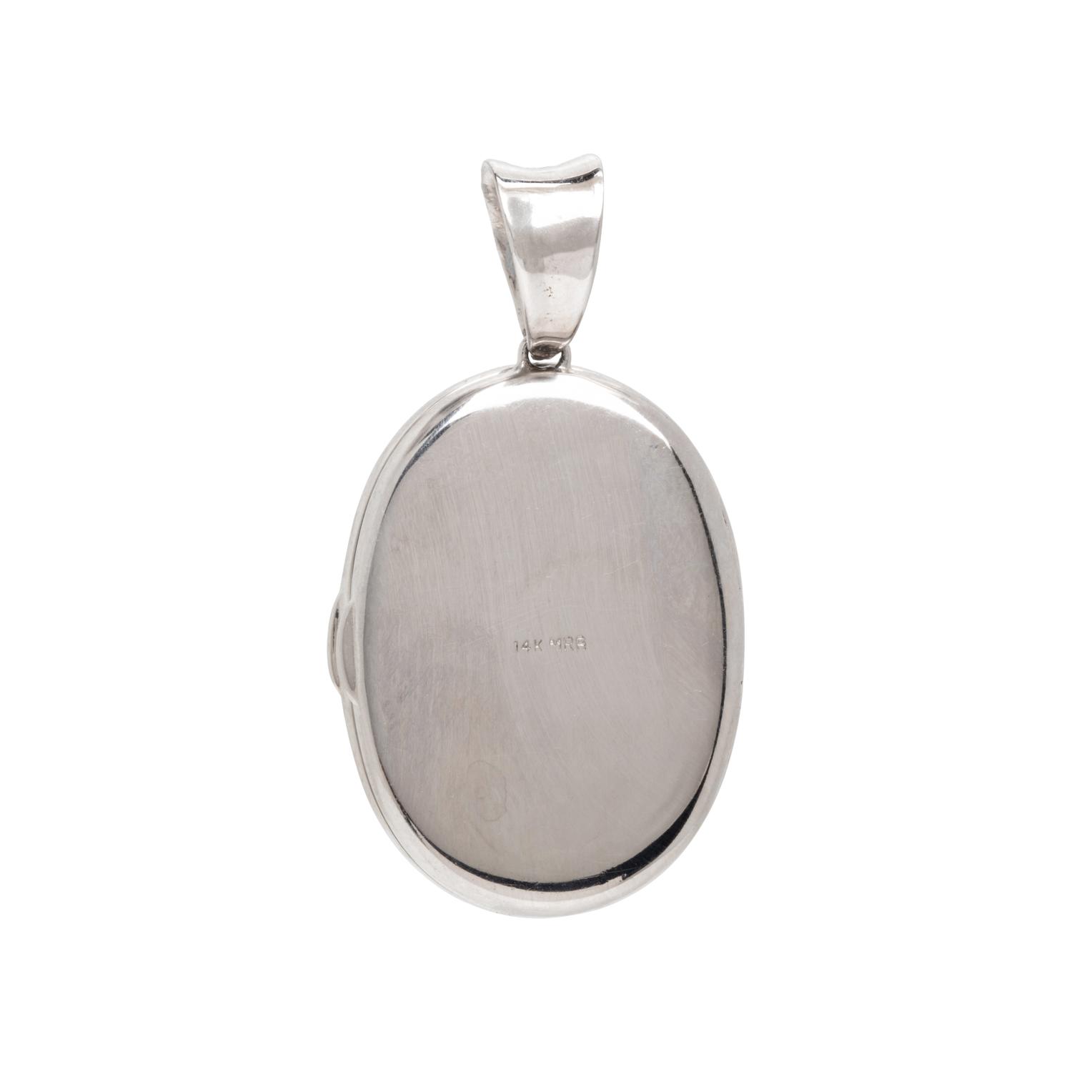 DIAMOND AND WHITE GOLD LOCKET AND EARRINGS