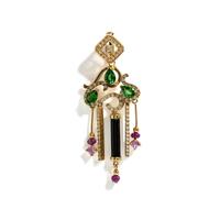 YELLOW GOLD, TSAVORITE GARNET, DIAMOND AND MULTIGEM PENDANT