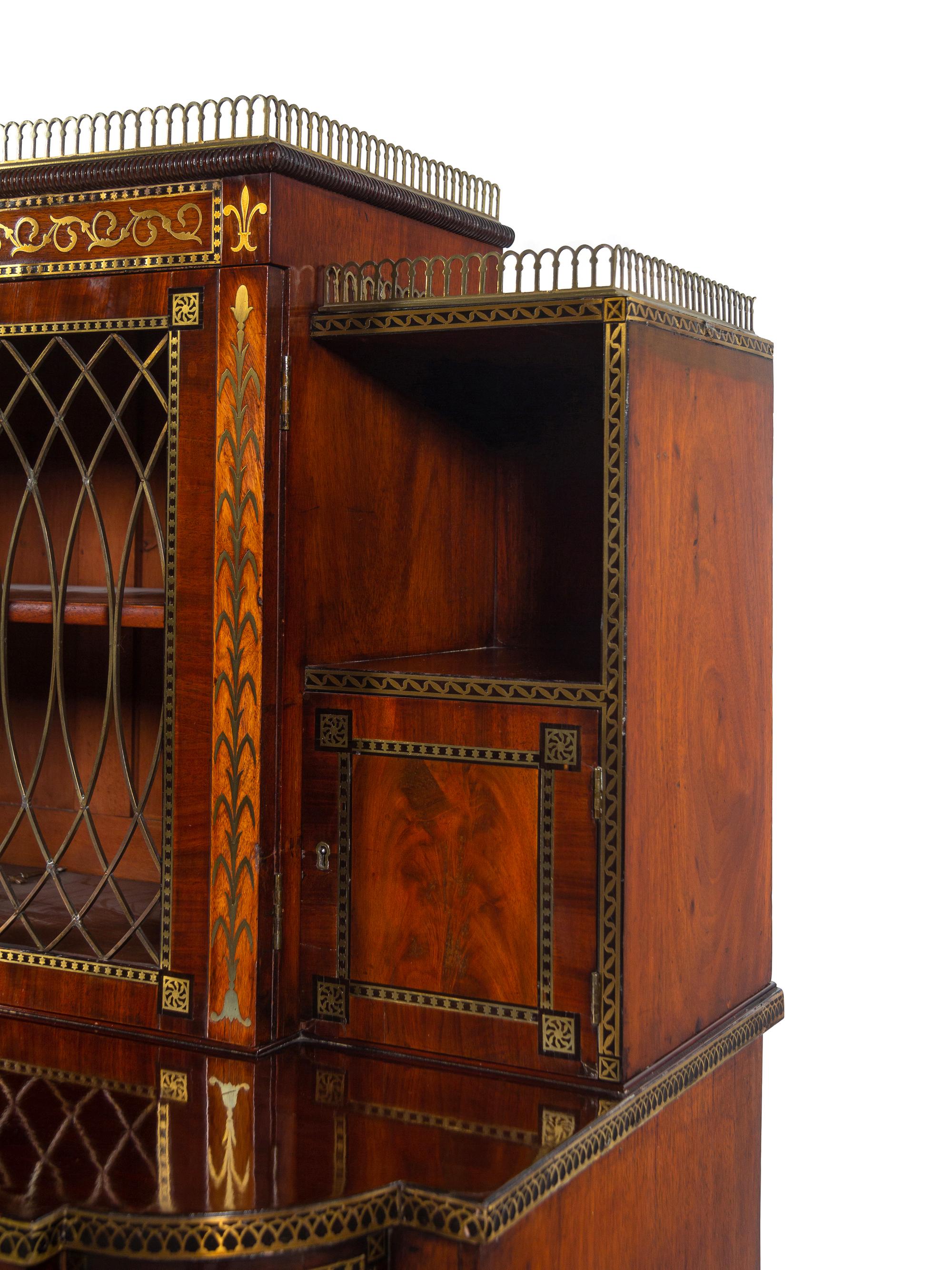 A Late Regency Brass-Inlaid and Ebony-Banded Mahogany Bookcase