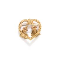 TIFFANY & CO., YELLOW GOLD AND RUBY HEART BROOCH