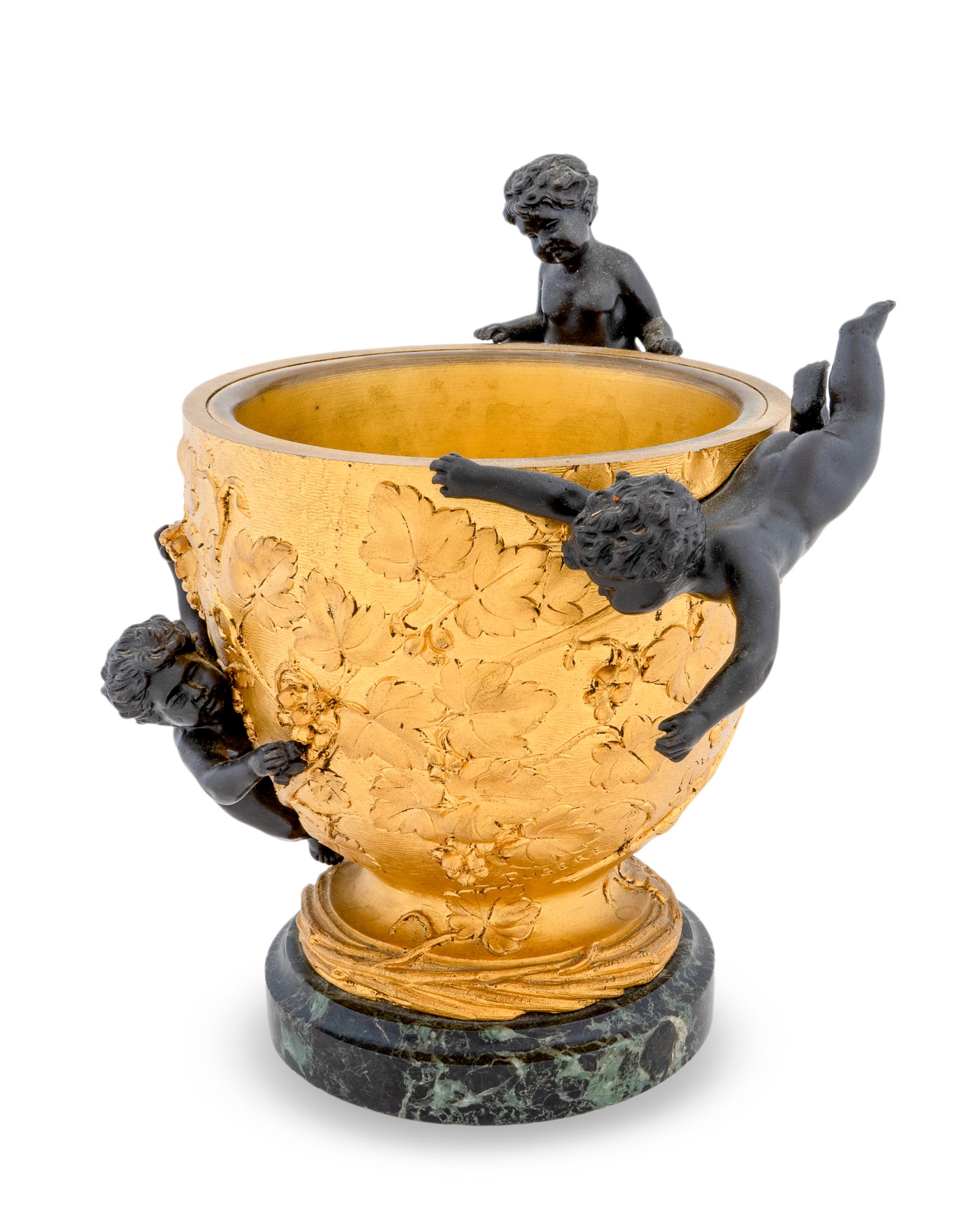 A French Patinated and Gilt-Bronze Bowl
