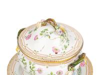 A Royal Copenhagen Flora Danica Porcelain Circular Covered Tureen and Stand