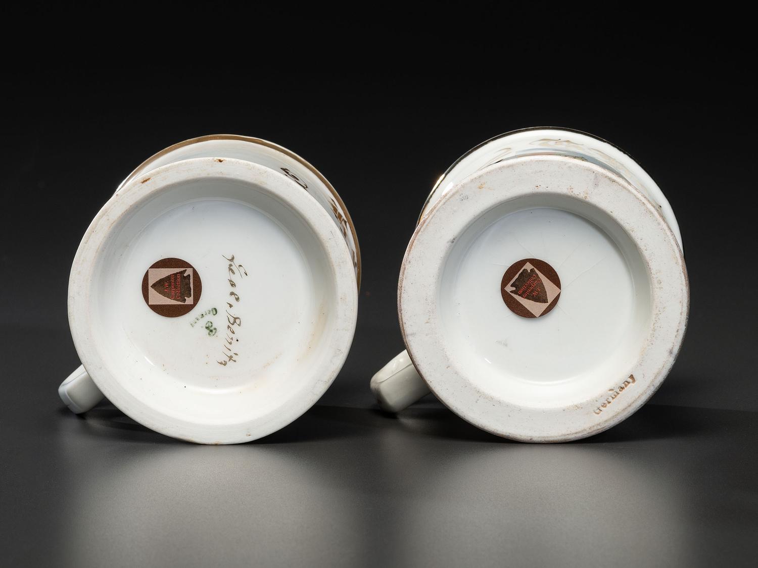 Two Open Touring Automobile Shaving Mugs