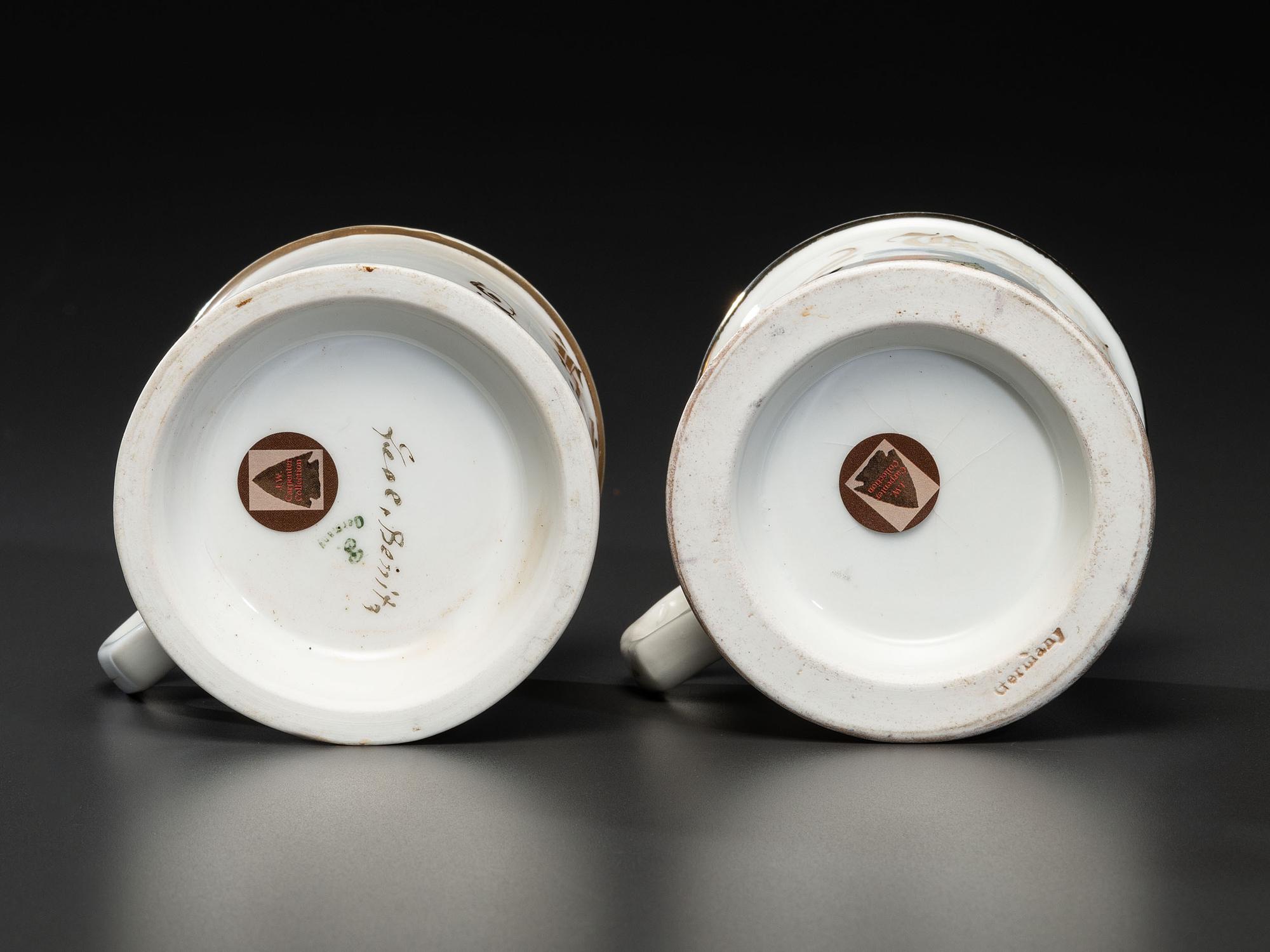 Two Open Touring Automobile Shaving Mugs