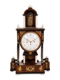 An Austrian Alabaster and Bronze Mounted Mahogany Clock