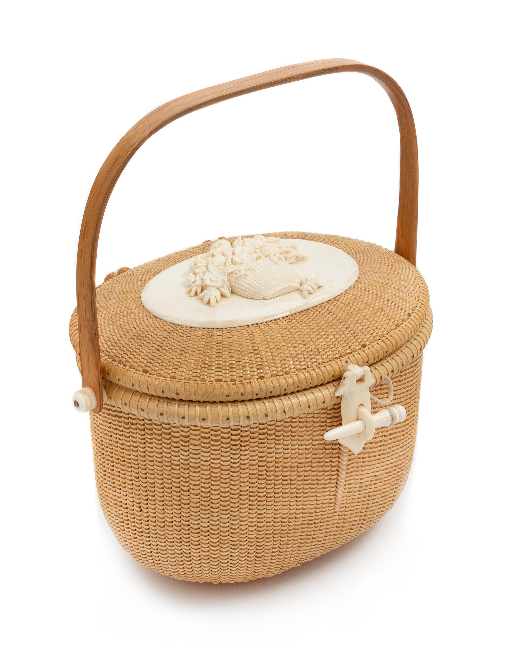 A Woven Nantucket Basket Height 7 1/4 inches. — MICHAEL KANE, 1987