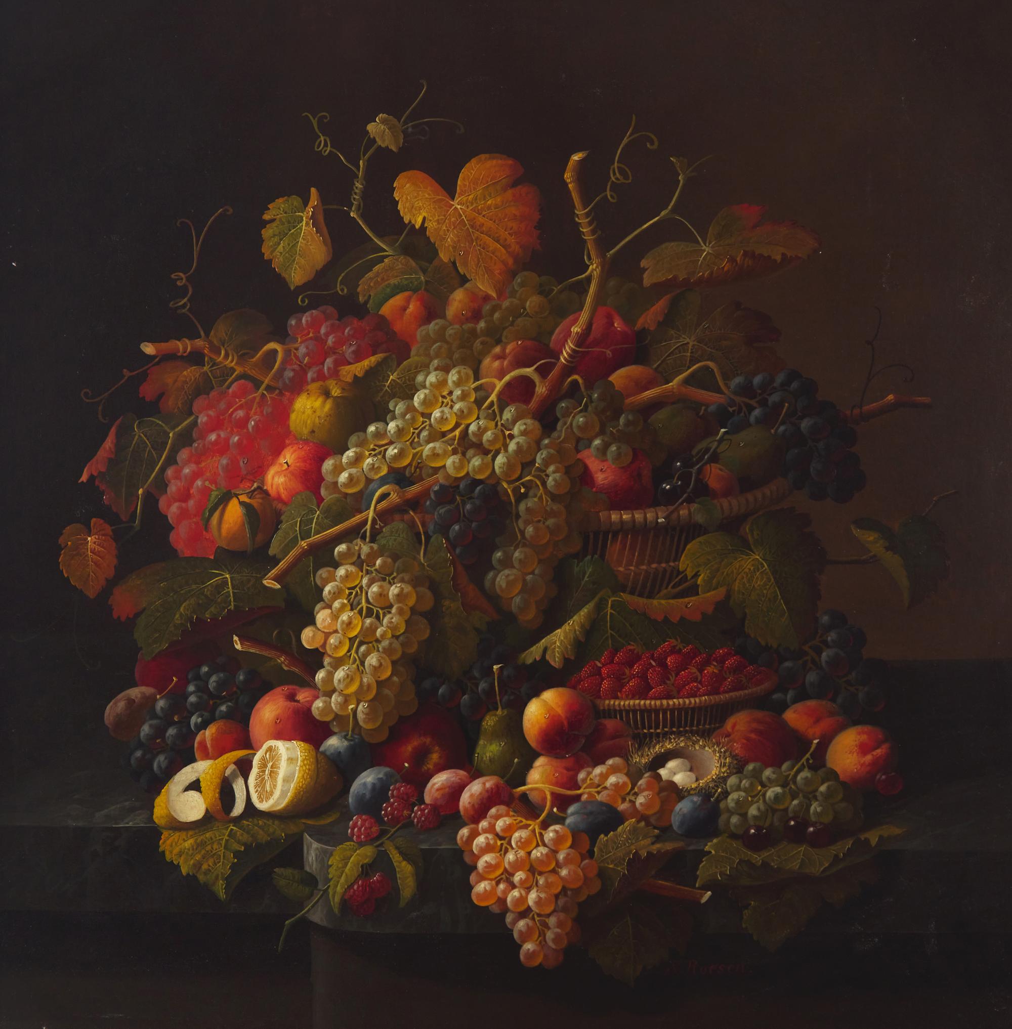 Still Life with Summer Fruit and Bird's Nest