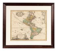 [MAPS]. HOMANN, Johann Baptist (1663-1724). Four engraved continent maps with hand-coloring, each matted and framed, comprising: