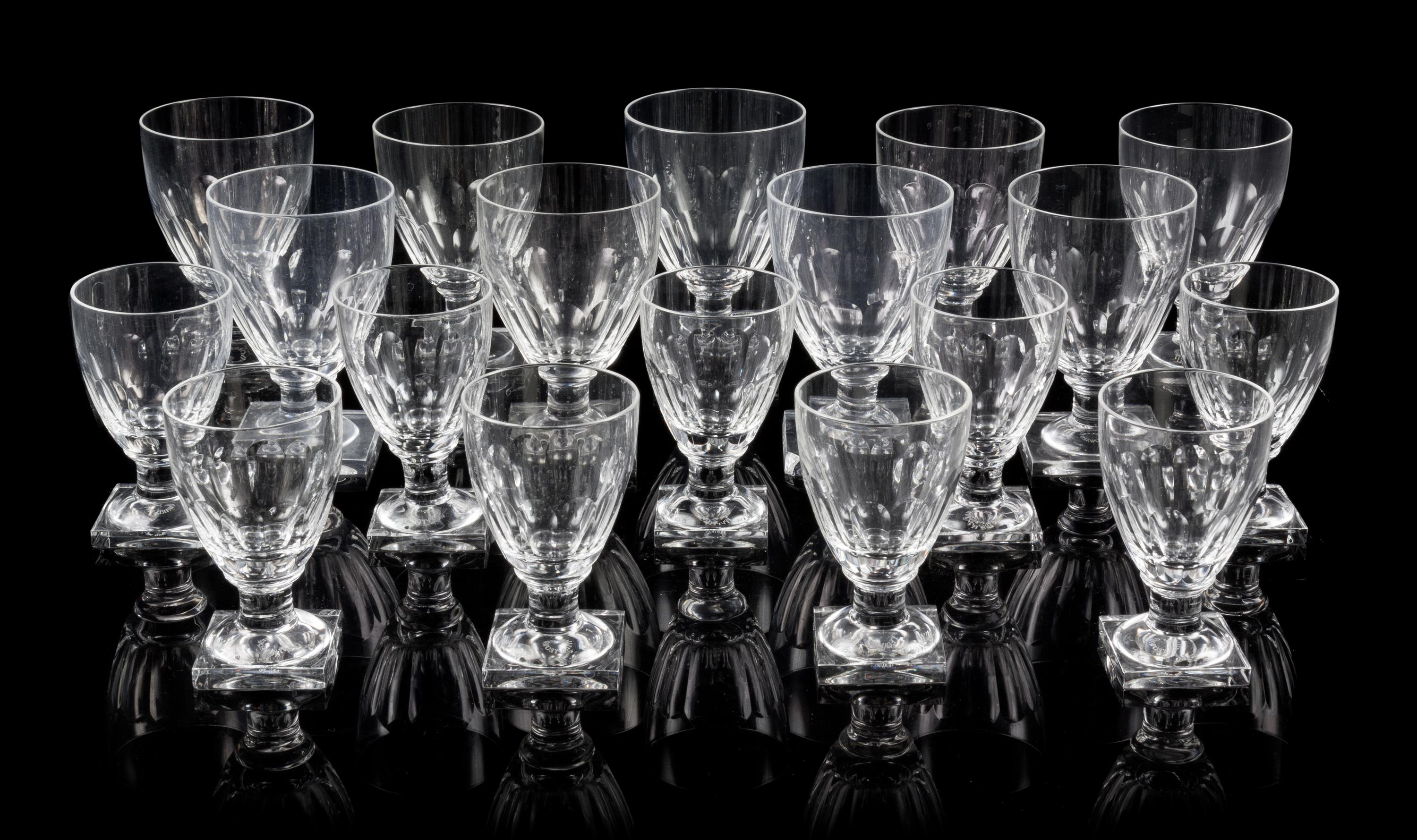 A William Yeoward Glass Partial Stemware Service Height of water goblets 5 3/8 inches.