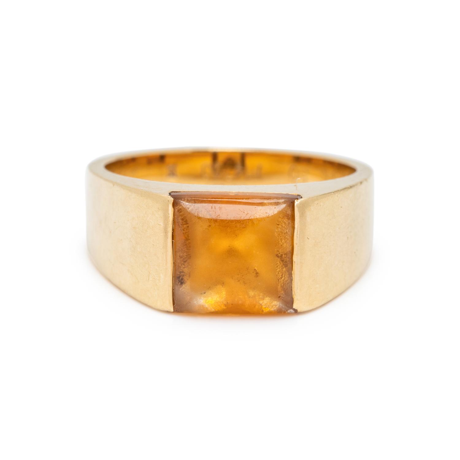 CARTIER, YELLOW GOLD AND CITRINE 'TANK' RING