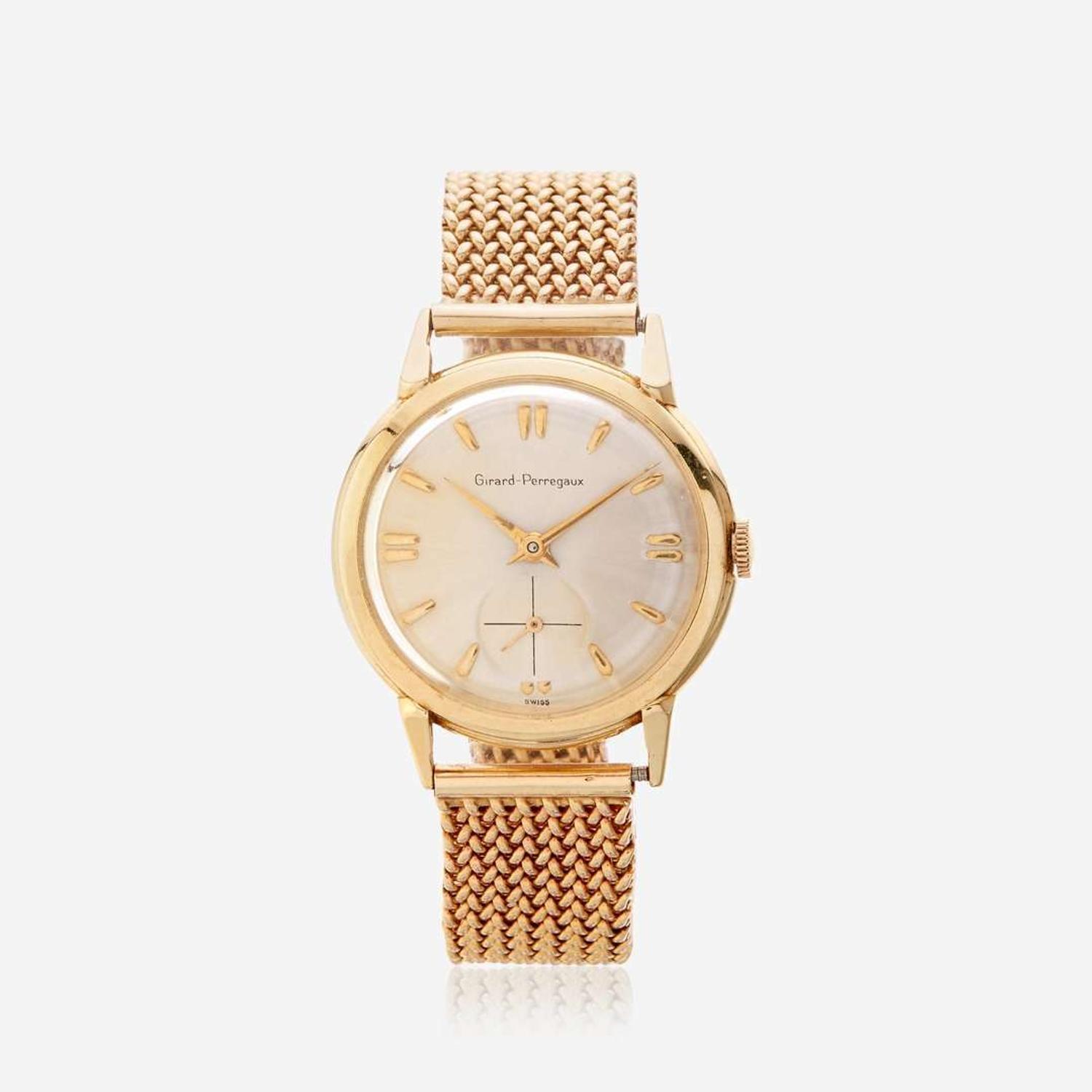 A fourteen karat gold bracelet watch, Girard Perregaux