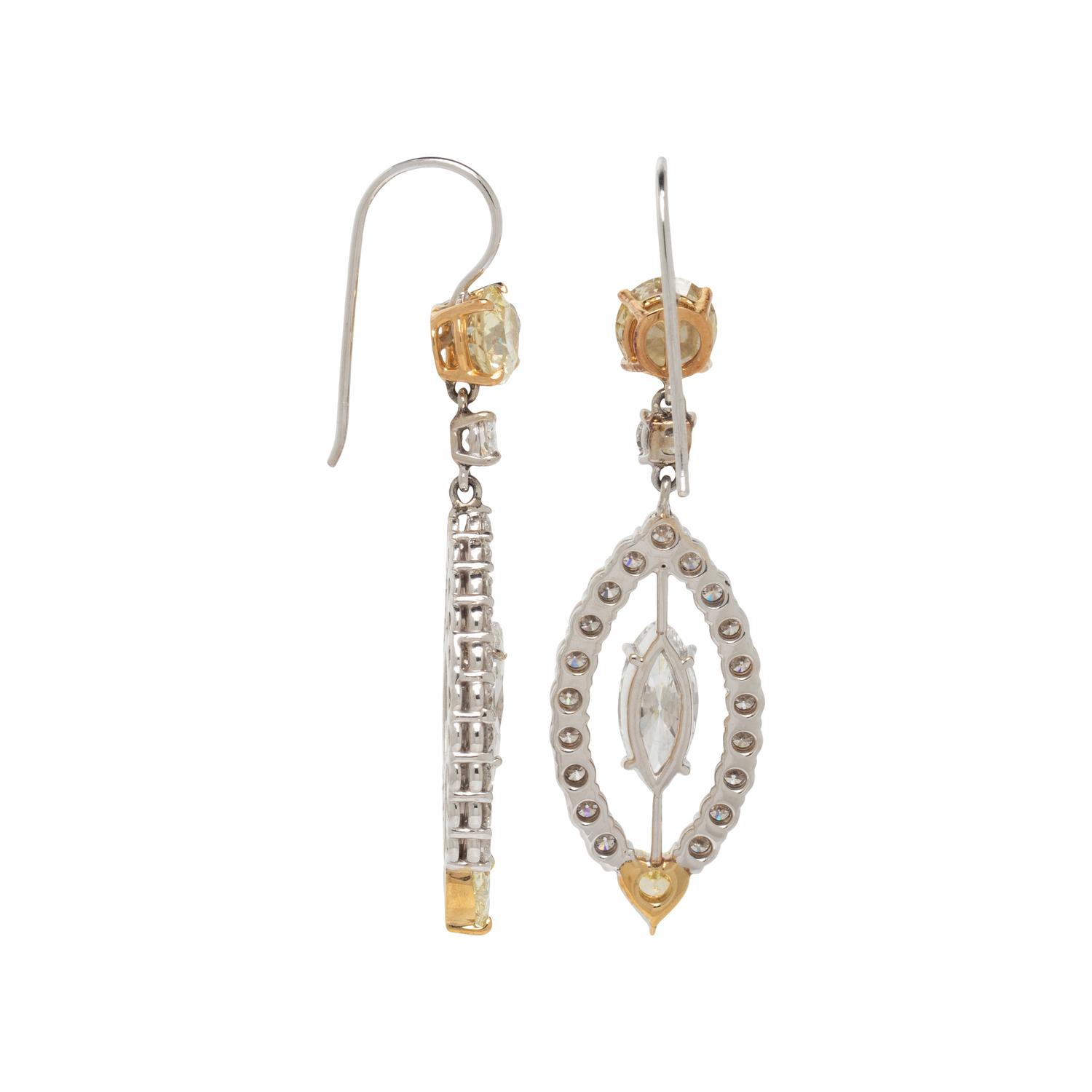 BICOLOR GOLD, YELLOW DIAMOND, AND DIAMOND EARRINGS