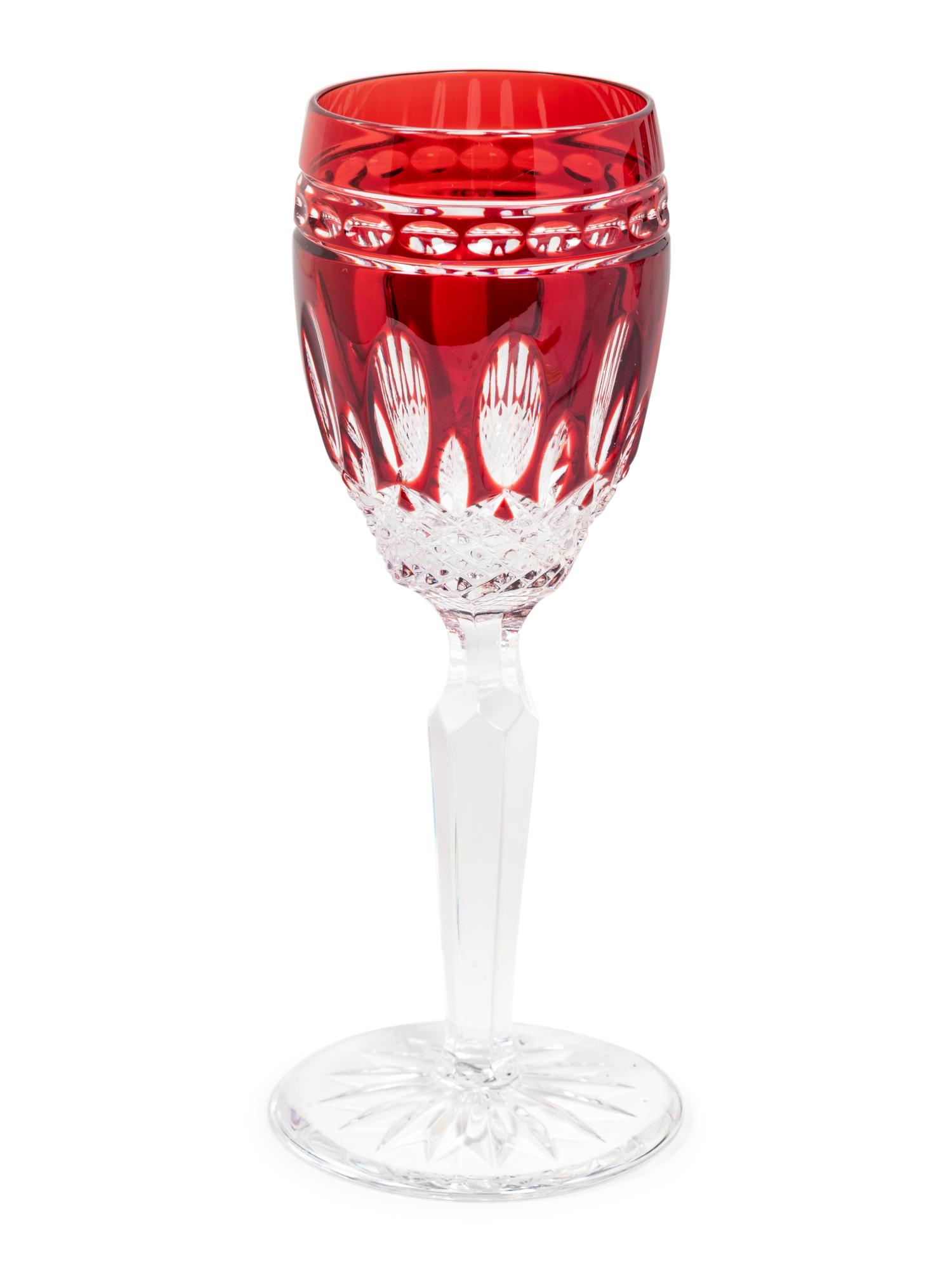 A Set of Sixteen Waterford Red Cut to Clear Glass Wine Glasses