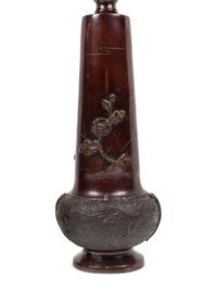 A Pair of Japanese Bronze Candlesticks
