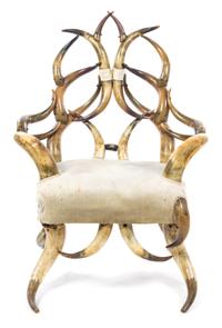 A Victorian Horn Armchair Height 45 x width 33 x depth 25 1/2 inches. — LATE 19TH CENTURY